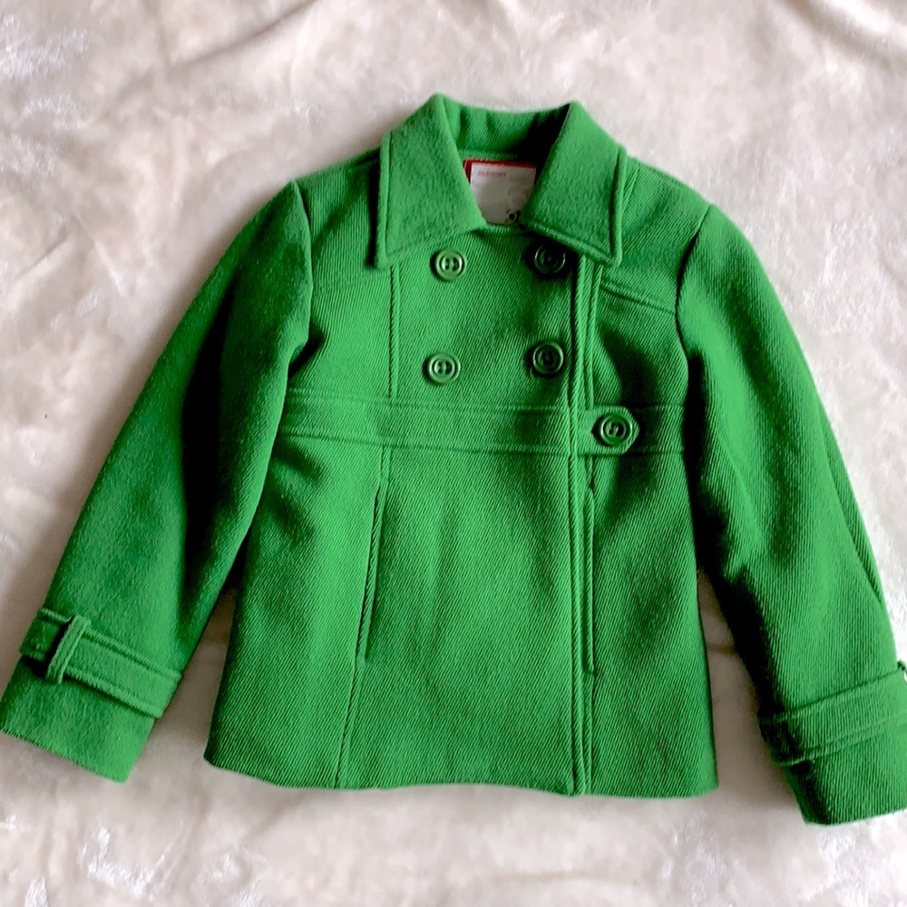 Old Navy Apple Green Wool Blend Girls Coat Size Extra Small